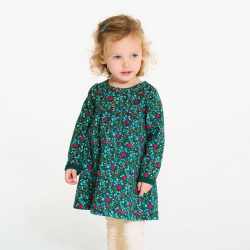 فستان طفلة رضيعة مبطن عليه صورة ورود وبنطلون ليجينز أخضر